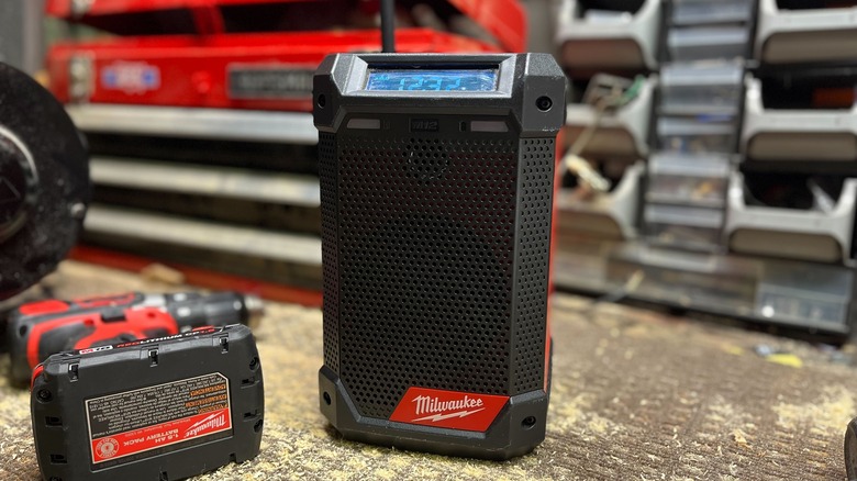 milwaukee m12 radio on table