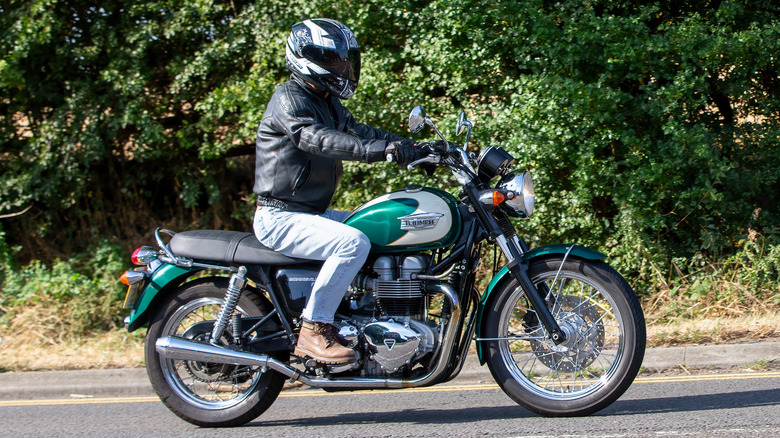 Man riding Triumph Bonneville