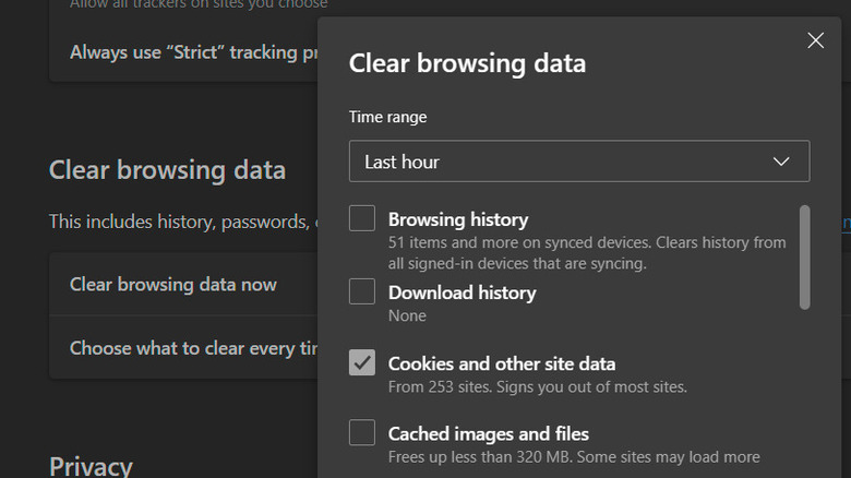 Cache settings on browder