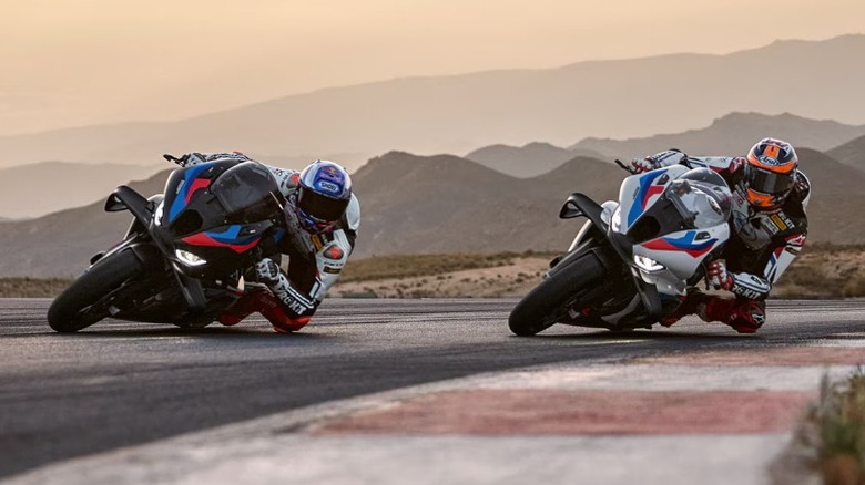 Two riders turning on 2026 BMW S 1000 RRs