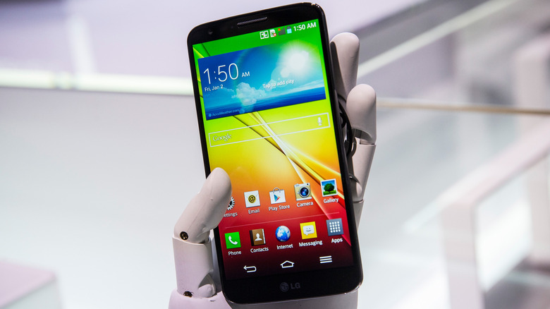 LG G2 smartphone on display