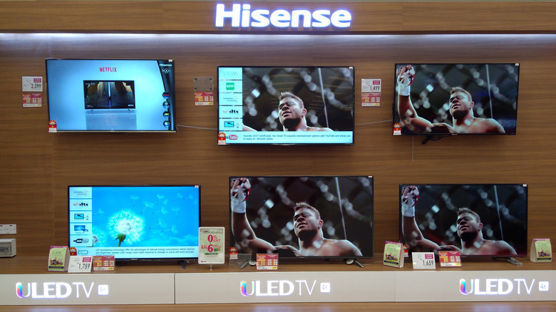 Hisense TVs displayed at store