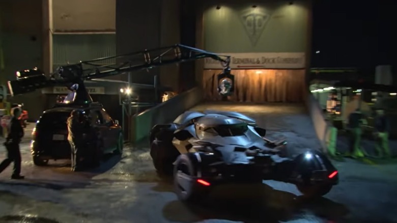 Batman versus Superman Batmobile on set