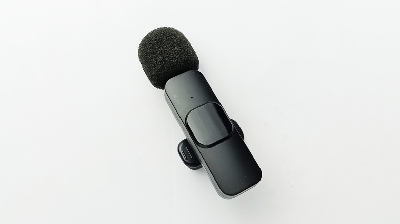 Lavalier microphone on white background
