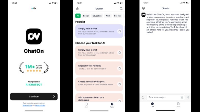 ChatOn iPhone screenshots