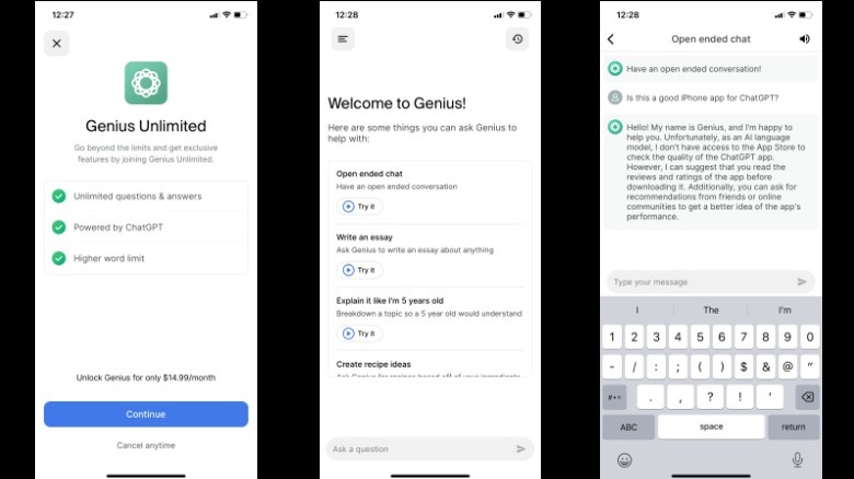 Genius iPhone screenshots