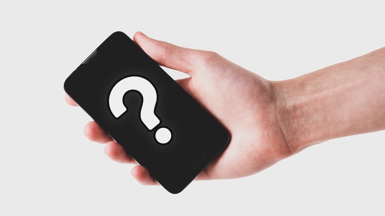 phone with question mark onscreen