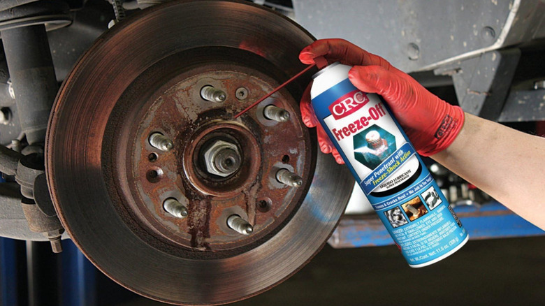 CRC Freeze-Off can being used on vehicle parts