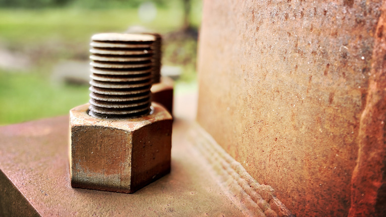 Rusted bolt pictured close-up