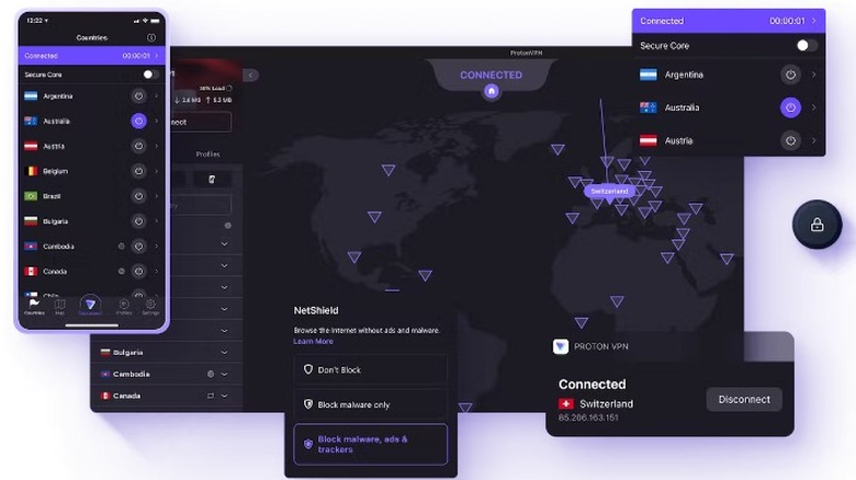 Proton VPN screens