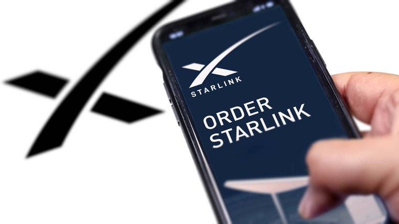 Phone with starlink webpage