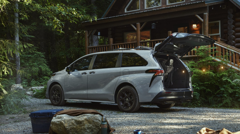 Toyota Sienna parked with the tailgate open