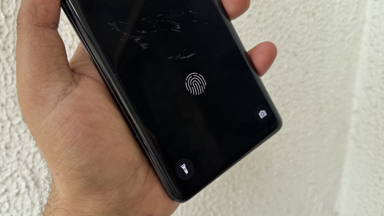 In-display fingerprint sensor on an Oppo phone.
