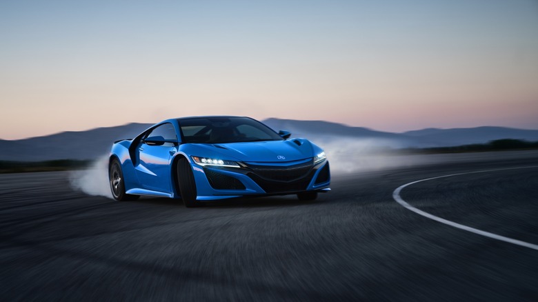 2021 Acura NSX drifting on-track