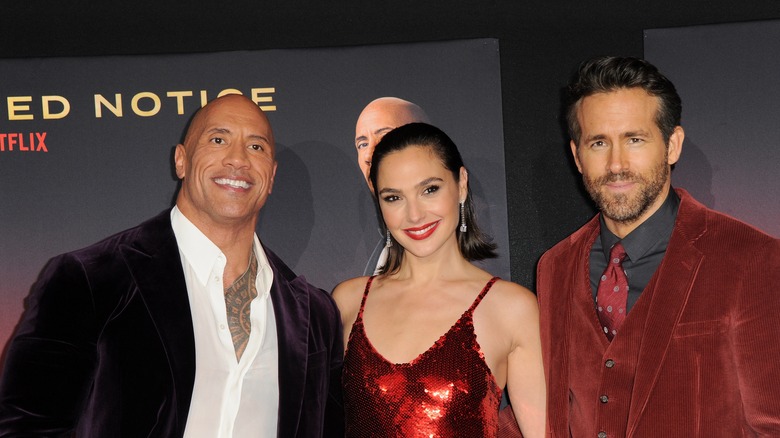 Dwayne Johnson, Gal Gadot and Ryan Reynolds