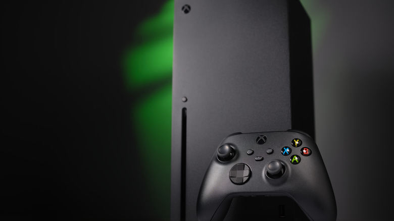 Microsoft Xbox Series X with controller.