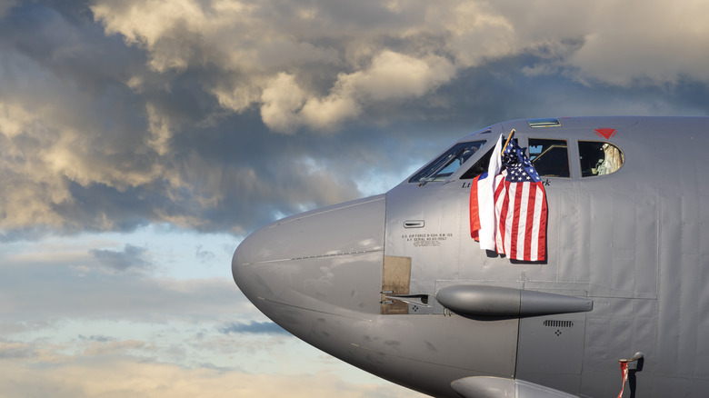 B-52 nose in the clouds