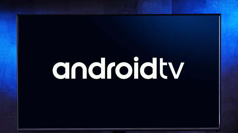 android tv logo on tv screen