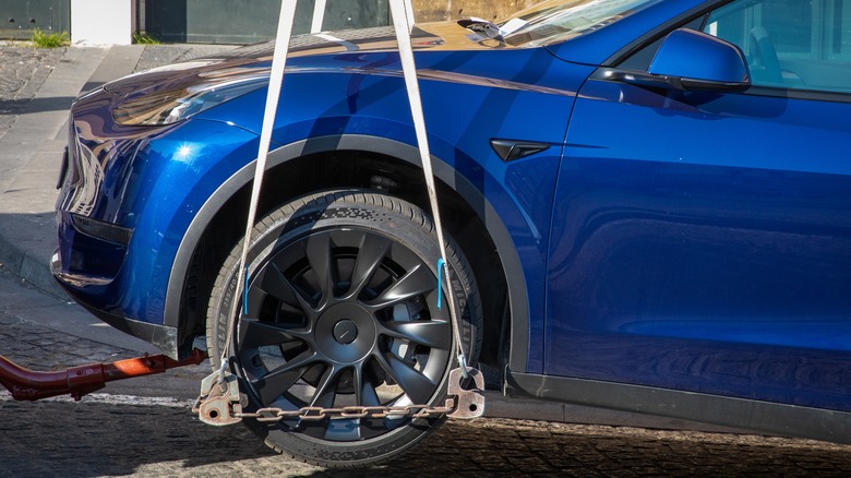 Tesla being towed