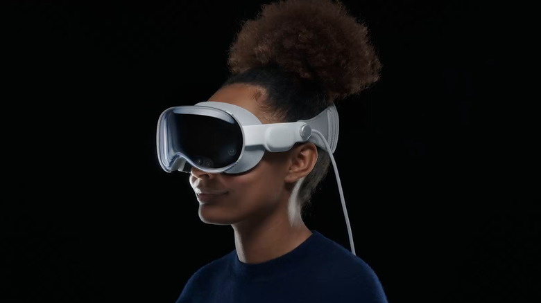 Woman wearing apple vision pro