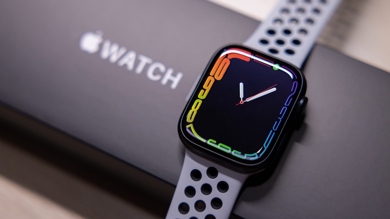 Apple Watch on top of box