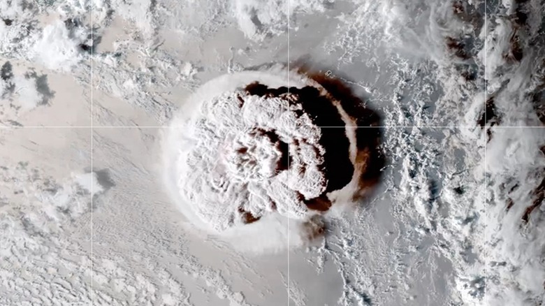 Tonga volcanic eruption satellite image