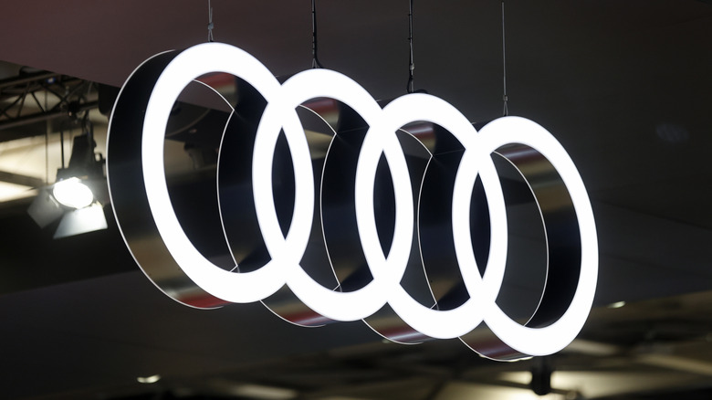 Audi logo on display