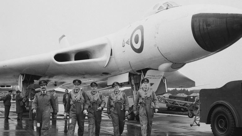 Pilots walking beneath Avro Vulcan
