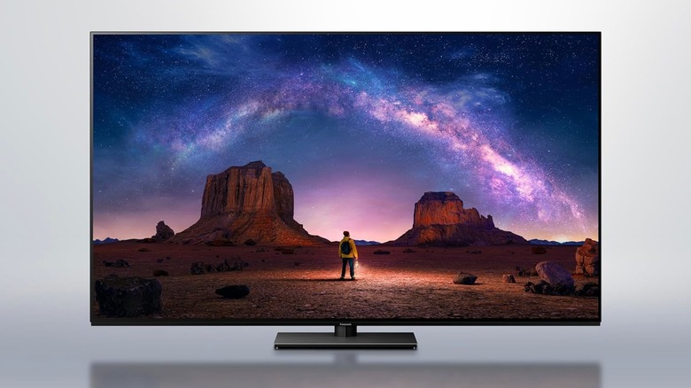 A Panasonic Z85 Series 65-inch OLED 4K TV showing a person in a desert.