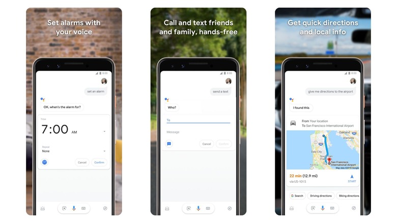 Screenshots of the Google Assistant app