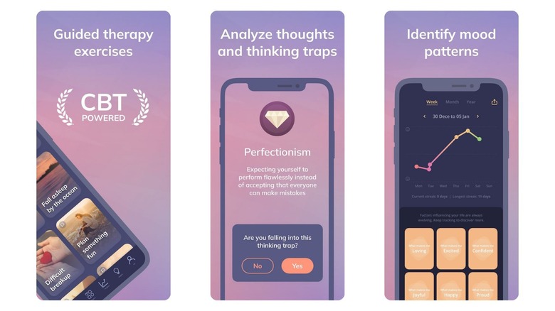 Screenshots of the Youper app