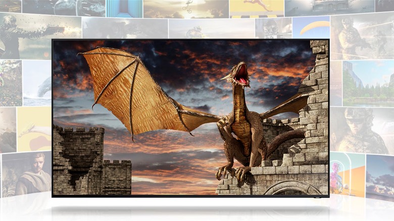Smart TV screen showing dragon on a castle