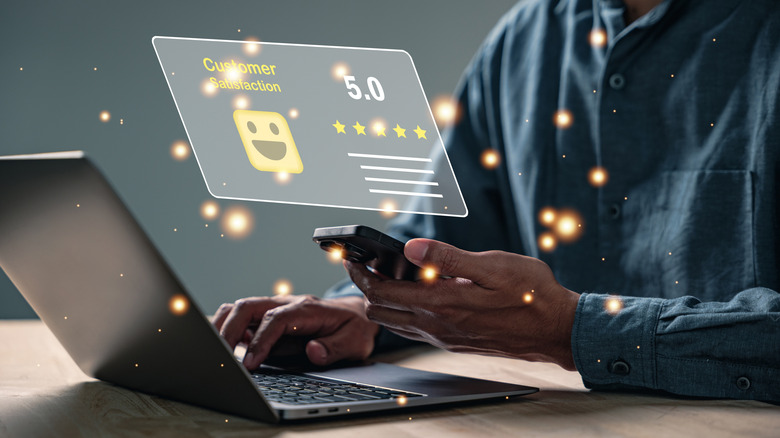 Customer satisfaction rating holographic box