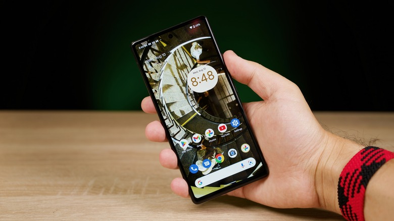 Hand holding Google Pixel 6a