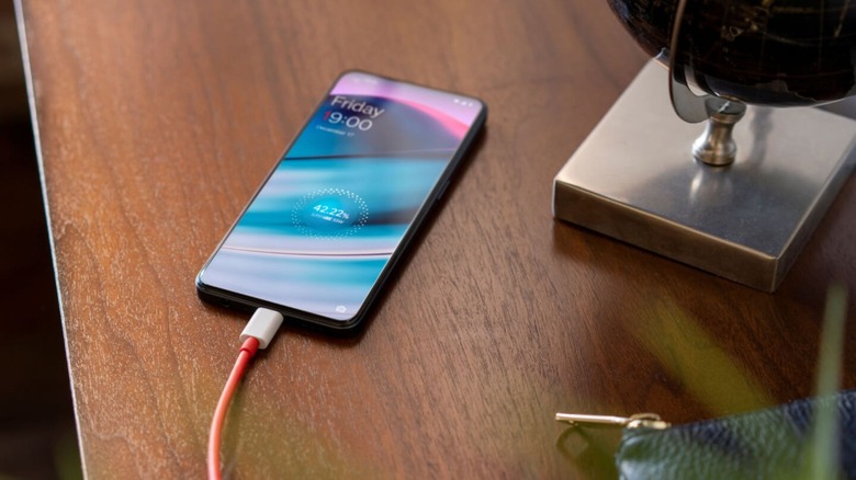 OnePlus Nord N20 5G charging on table