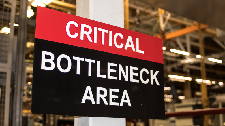 Critical bottleneck area sign in warehouse