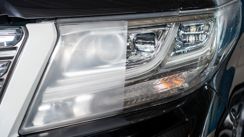 Restored headlight with foggy half