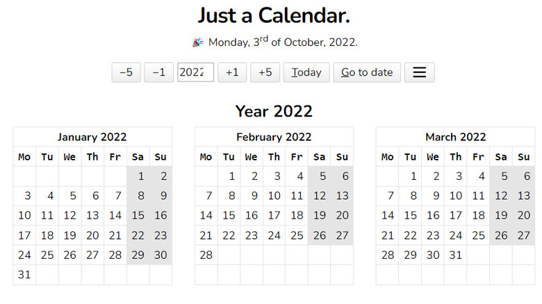 just a calendar web app