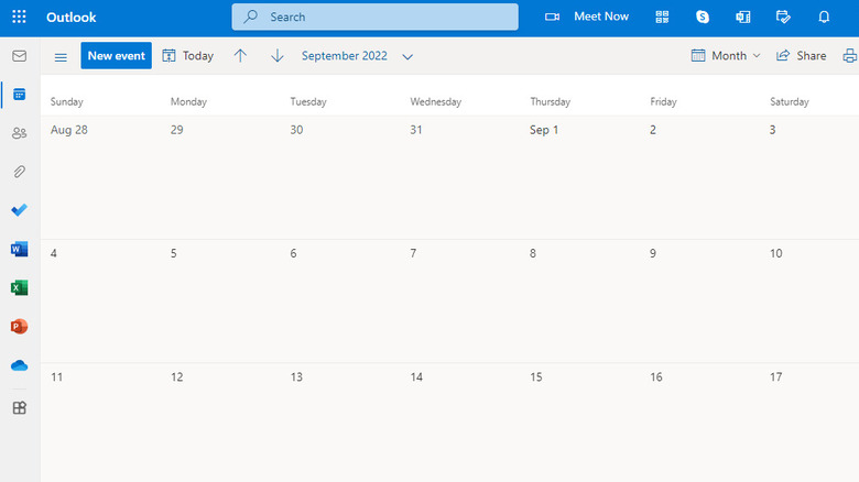 Outlook Calendar web app