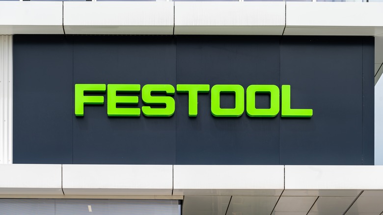 a Festool logo on building