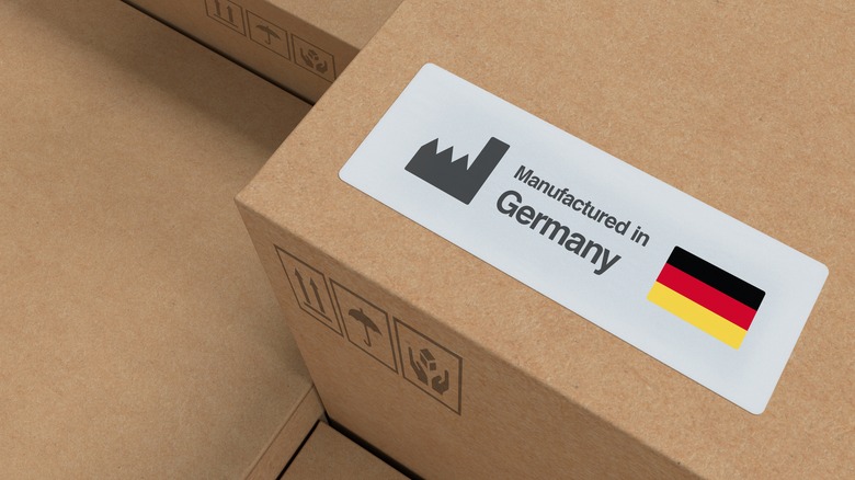 A box with a "manufactured in Germany" sticker on top