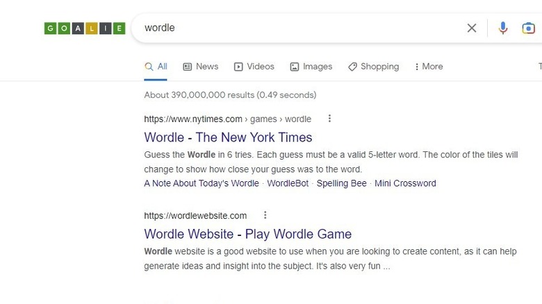 google search wordle