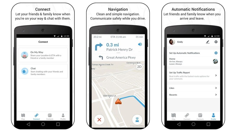 screenshots of Scout navigation app