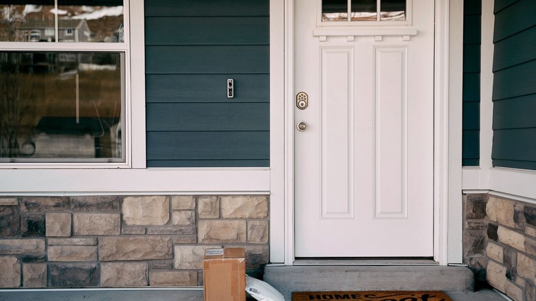 Vivint Doorbell and Smart Lock installed on front door