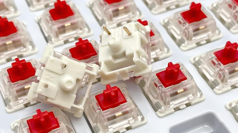 Red gateron switches in a tray