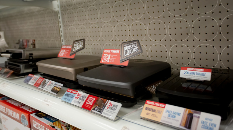 George Foreman Grills on store shelf
