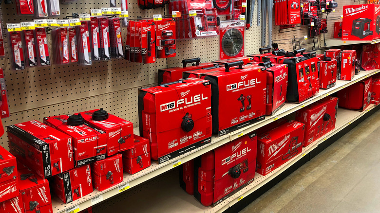 milwaukee tool aisle at retail store 