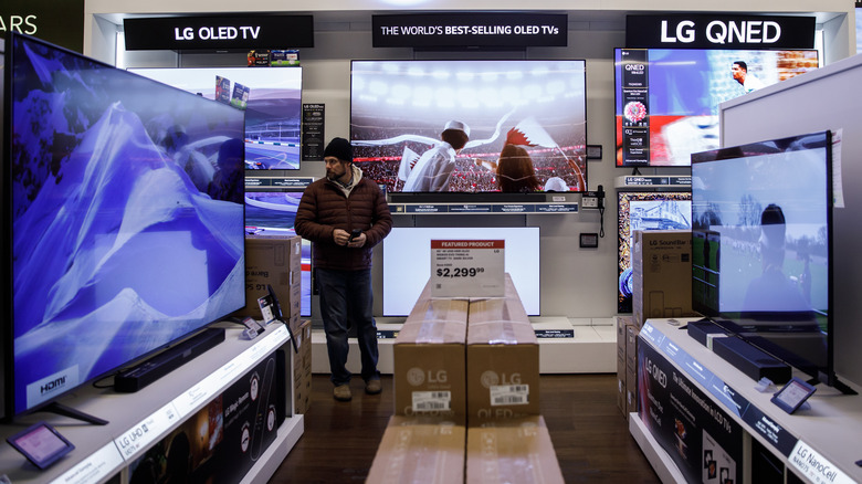 LG TV display at Best Buy