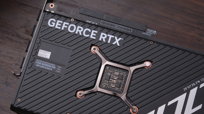 Close up of an Nvidia GeForce RTX graphics card