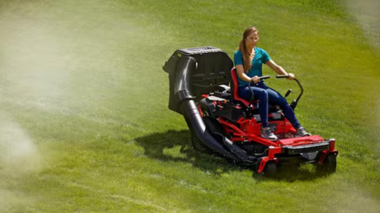 Troy-Bilt Mustang 42-inch 22 HP V-Twin Kohler 7000 Series Engine Dual Hydrostatic Drive Gas Zero Turn Riding Lawn Mower in use